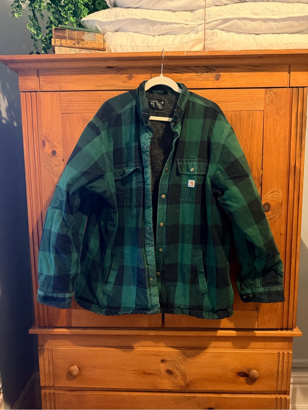 Carhartt Green & Black Buffalo Plaid Sherpa Jacket